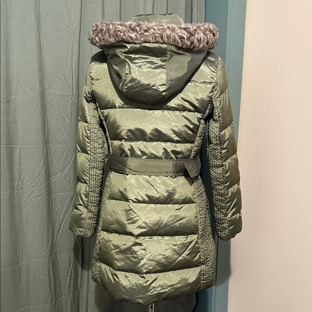 Green Puffer Coat with Fur Hood - Picture 2 of 5